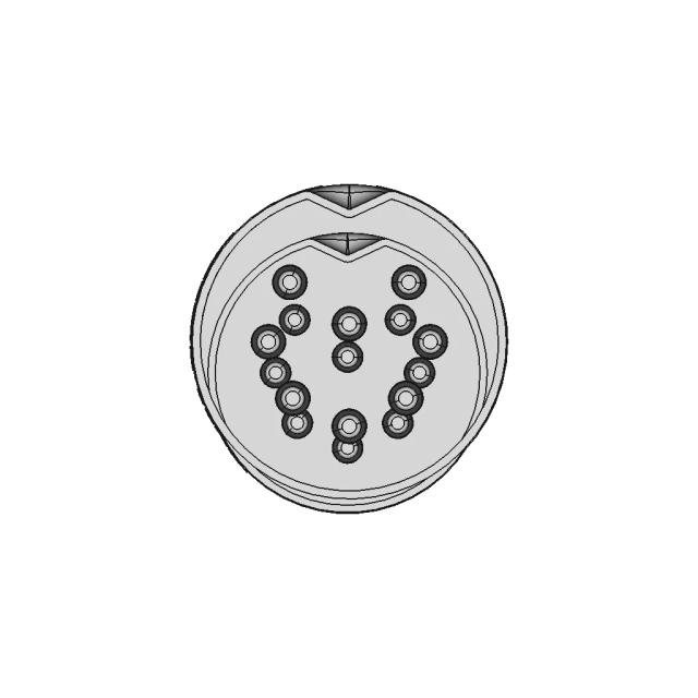Din 8 270° (Full Size 13.2Mm) Male Plug Connector 180° Vertical Pcb - Downloadable CAD Representation