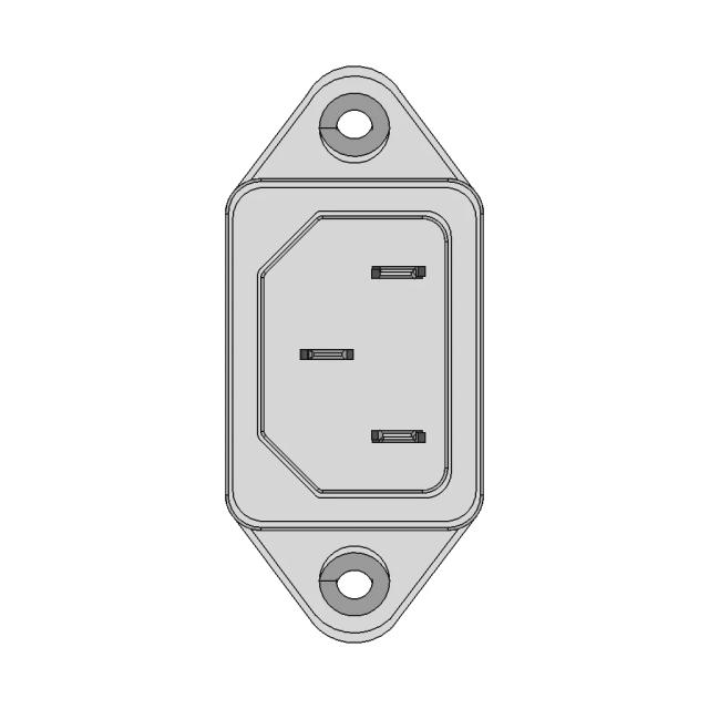 C14 Male Socket Chassis Mount 10A Iec - Downloadable CAD Representation