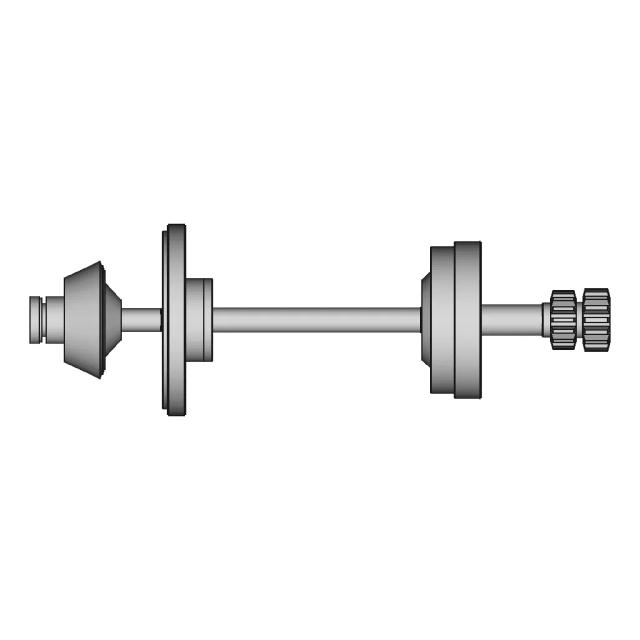 Sample Shaft With Mounting Plates, Angle Clutch And Gear | High-Quality CAD Model