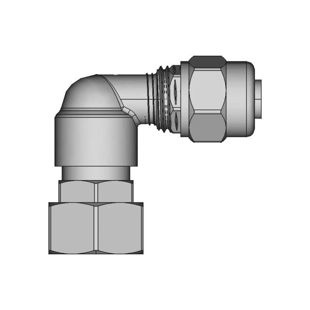 90° Per Ø12 Mm Compression Fitting - 1/2" Female Free Nut | 3D Engineering Design File