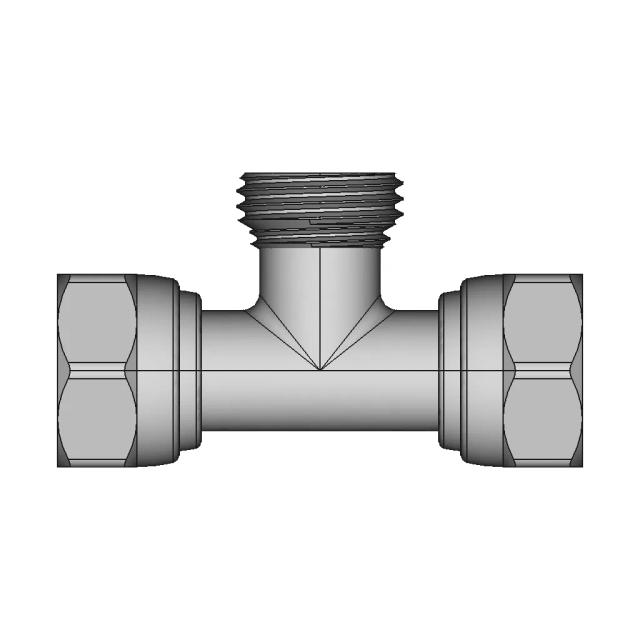 Noyon & Thiebault 1/2" Tee Fitting - 3 Configurations - Downloadable CAD Representation