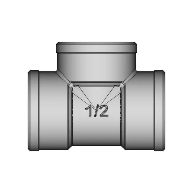 Pepte 1/2" Tee Fitting Ff-F | High-Quality CAD Model