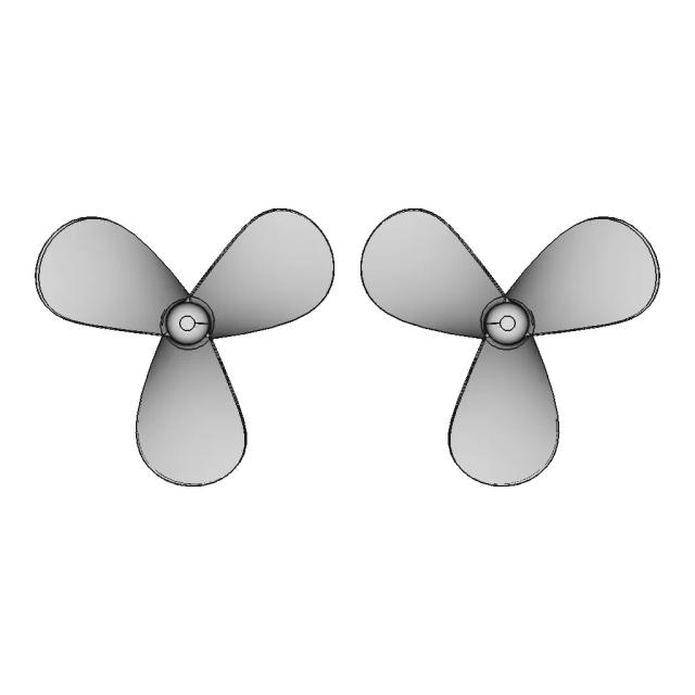 Three Blade Propeller Left Right - Downloadable CAD Representation