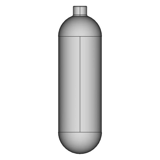 Bloc Carbone Plongée 6.8L 300 Bars | High-Quality CAD Model
