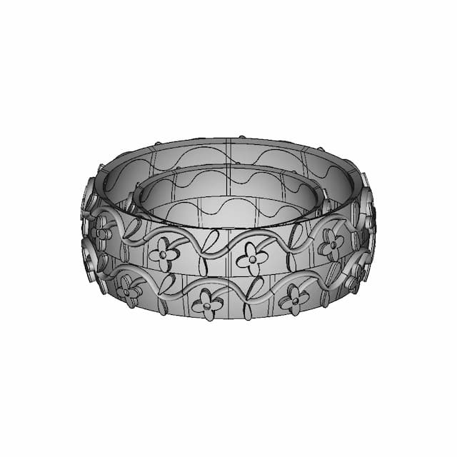 Porcelain Flower Relief Ring | High-Quality CAD Model