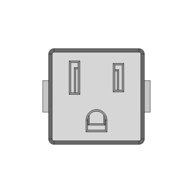 U S Panel Mount 110V Power Outlet 1 | CAD Model for Energy Systems
