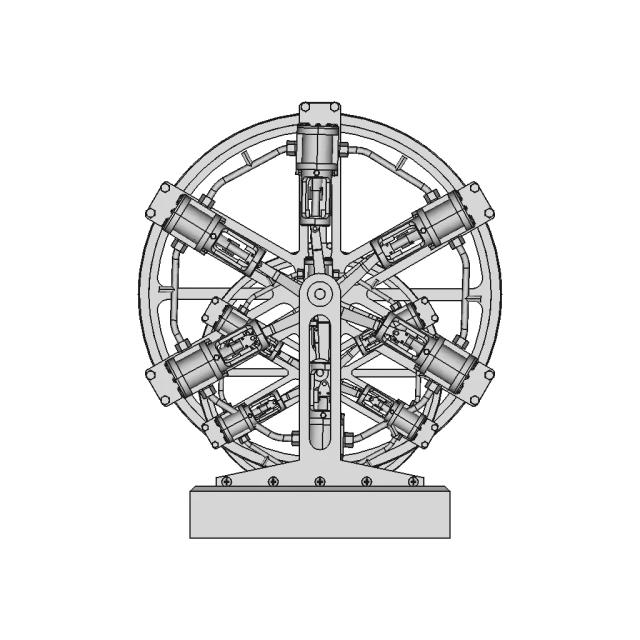 Six Cylinder Radial Steam Engine With Side Valves | CAD Model for Energy Systems