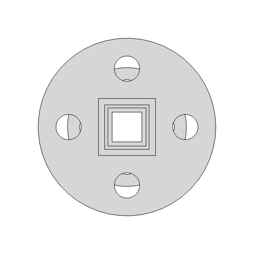 Circular Flange With Square Central Opening And Bolt | Industrial CAD Design