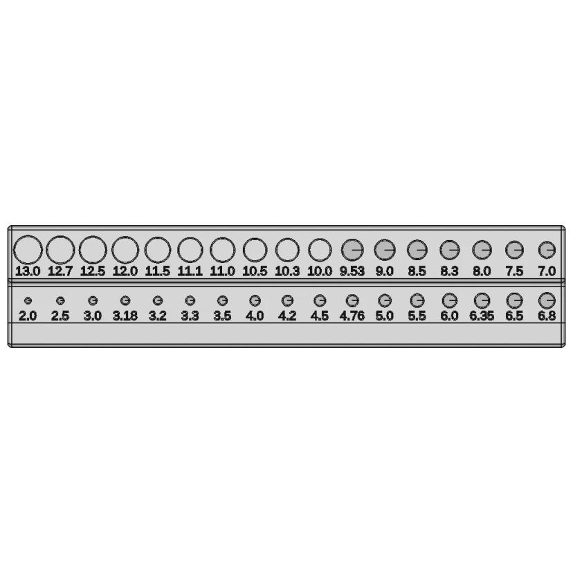 3D Printed Metric Tap Index for M1.6 to M12 Sizes