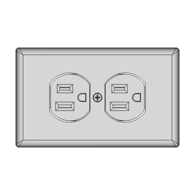 Double American-Style Electrical Outlet with Grounding Pin