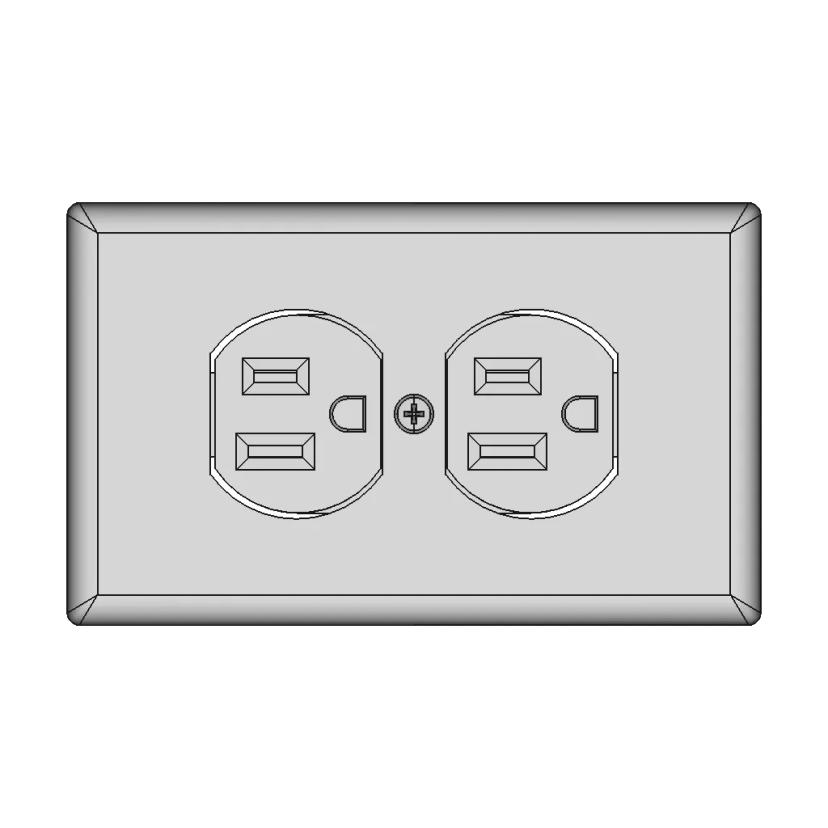 Double American-Style Electrical Outlet with Grounding Pin