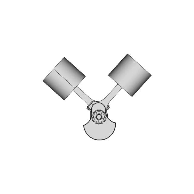 90 Degree Twin Motor with Crank Piston Shaft CAD Model