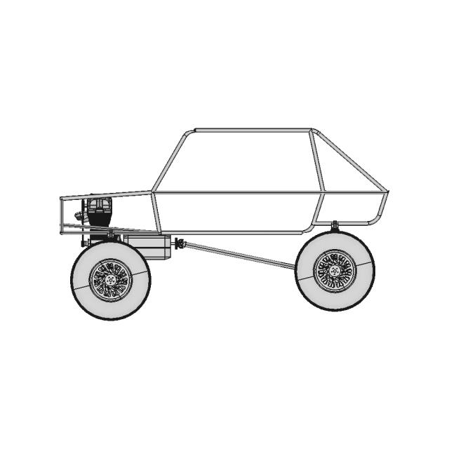 Detailed Buggy Assembly with Engine, Transmission, and Drivetrain Components