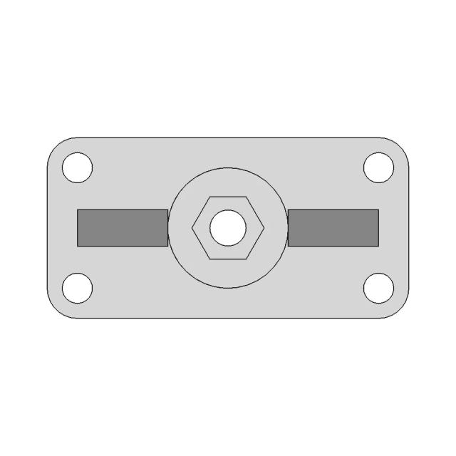 Mechanical Housing with Central Cylindrical Protrusion and Hexagonal Internal Hole