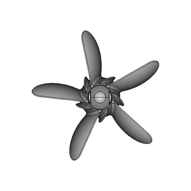 5-Bladed Propeller with Turbulence Disruptor Fins