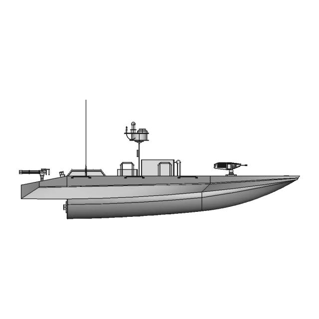 3D Model of Armed Military Boat with Minigun and Grenade Launcher