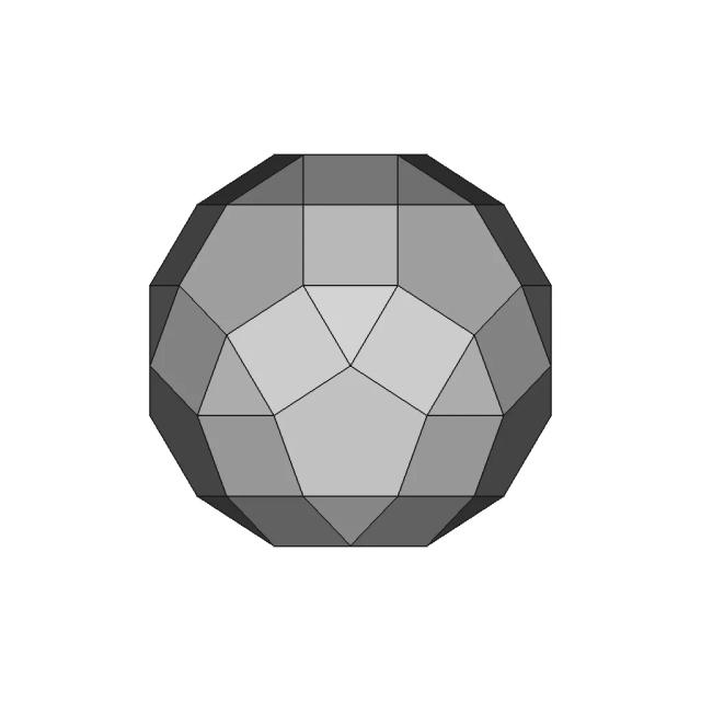 Parabigyrate Rhombicosidodecahedron Johnson Solid 3D Model