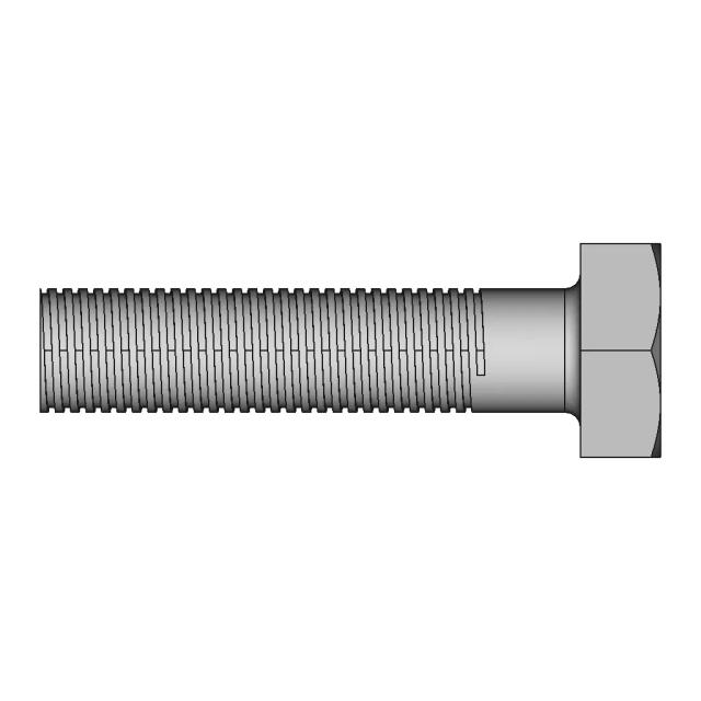Sharp-V Threaded Hexagonal Bolt 3D Model