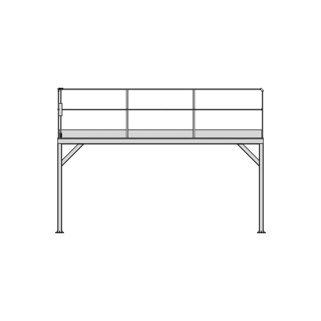 Industrial Mezzanine Floor with Guardrail and Sliding Gate