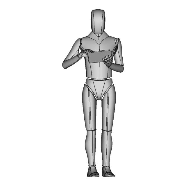 Articulated Human Dummy Model in Reading Pose with Safety Gear