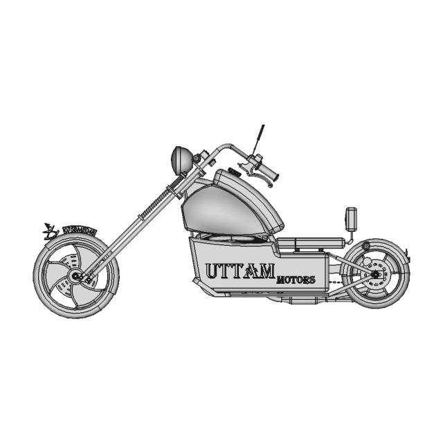 Basic Chopper Motorcycle Concept Model