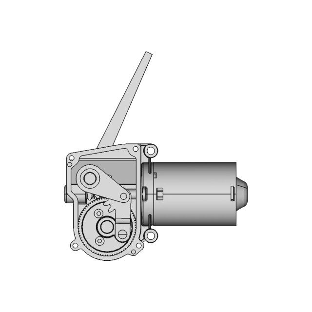 Rear Hatch Wiper Mechanism with Four-Bar Linkage and Gear Amplification