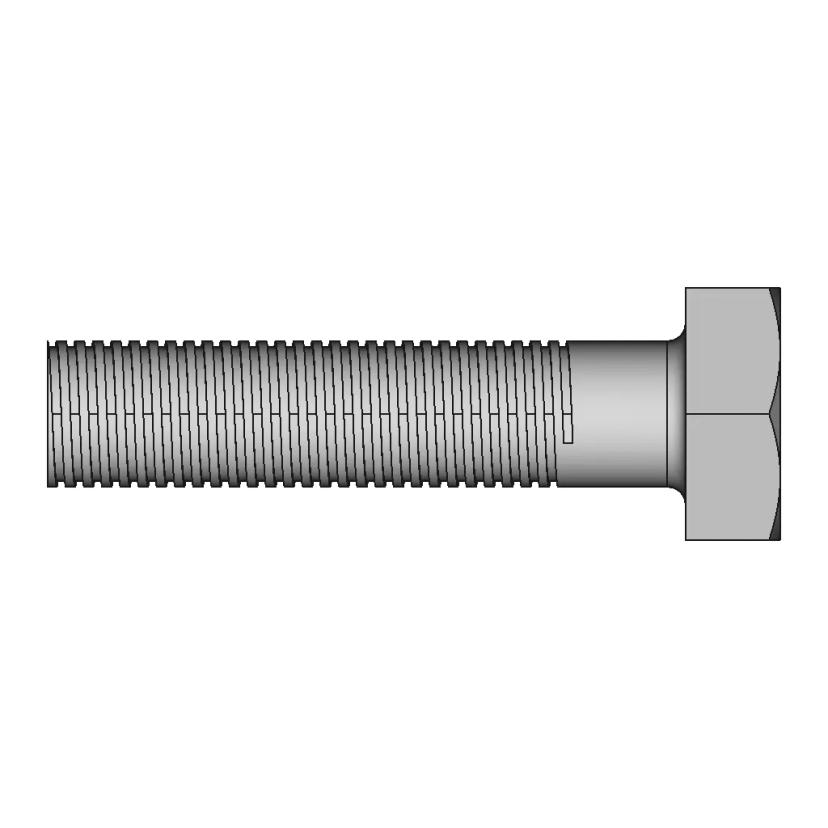 Sharp-V Threaded Hexagonal Bolt 3D Model